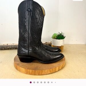 Black Leather Cowboy Boots